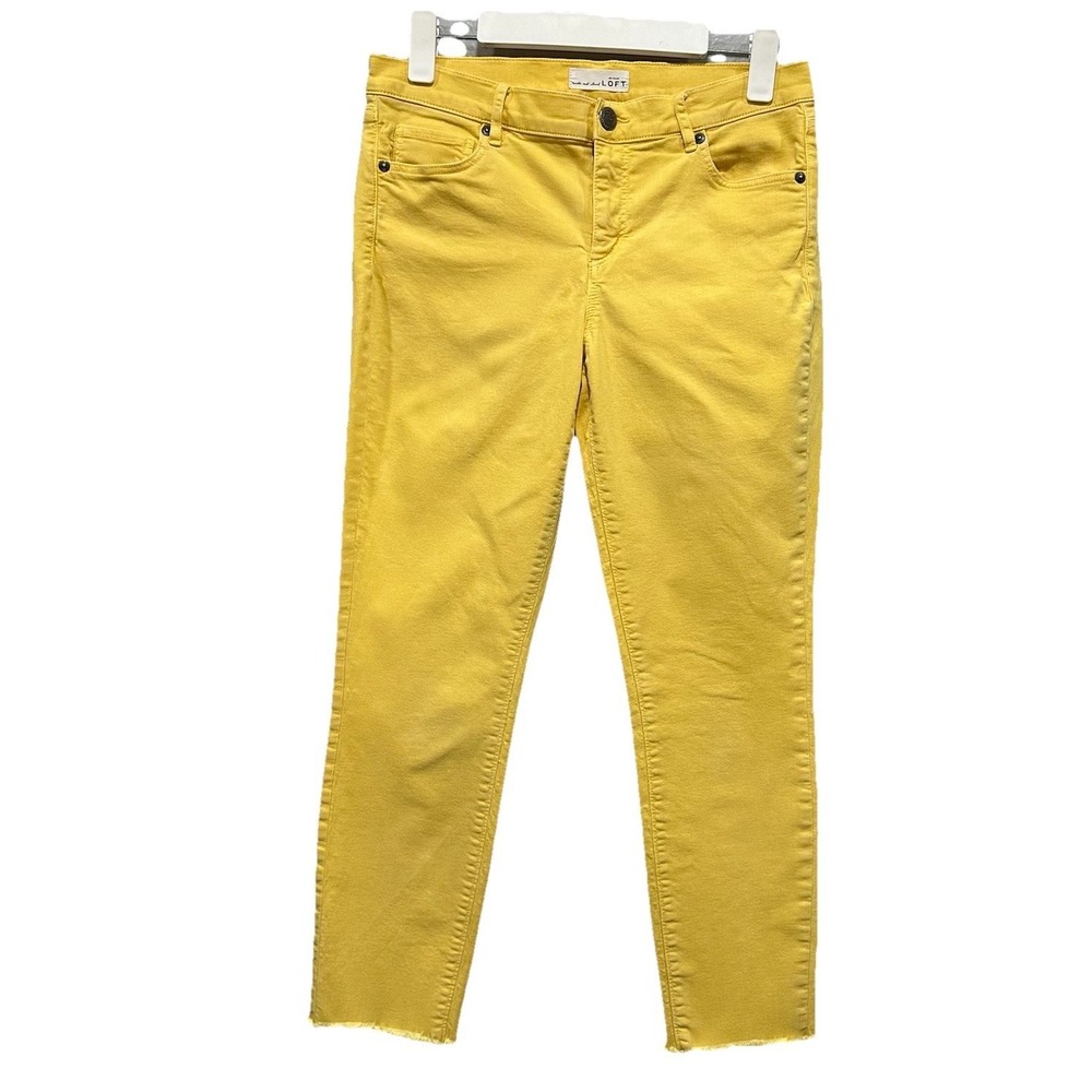 Ann Taylor Loft Denim Pants Women 27 Yellow Modern Skinny Crop Stretch 5 Pockets